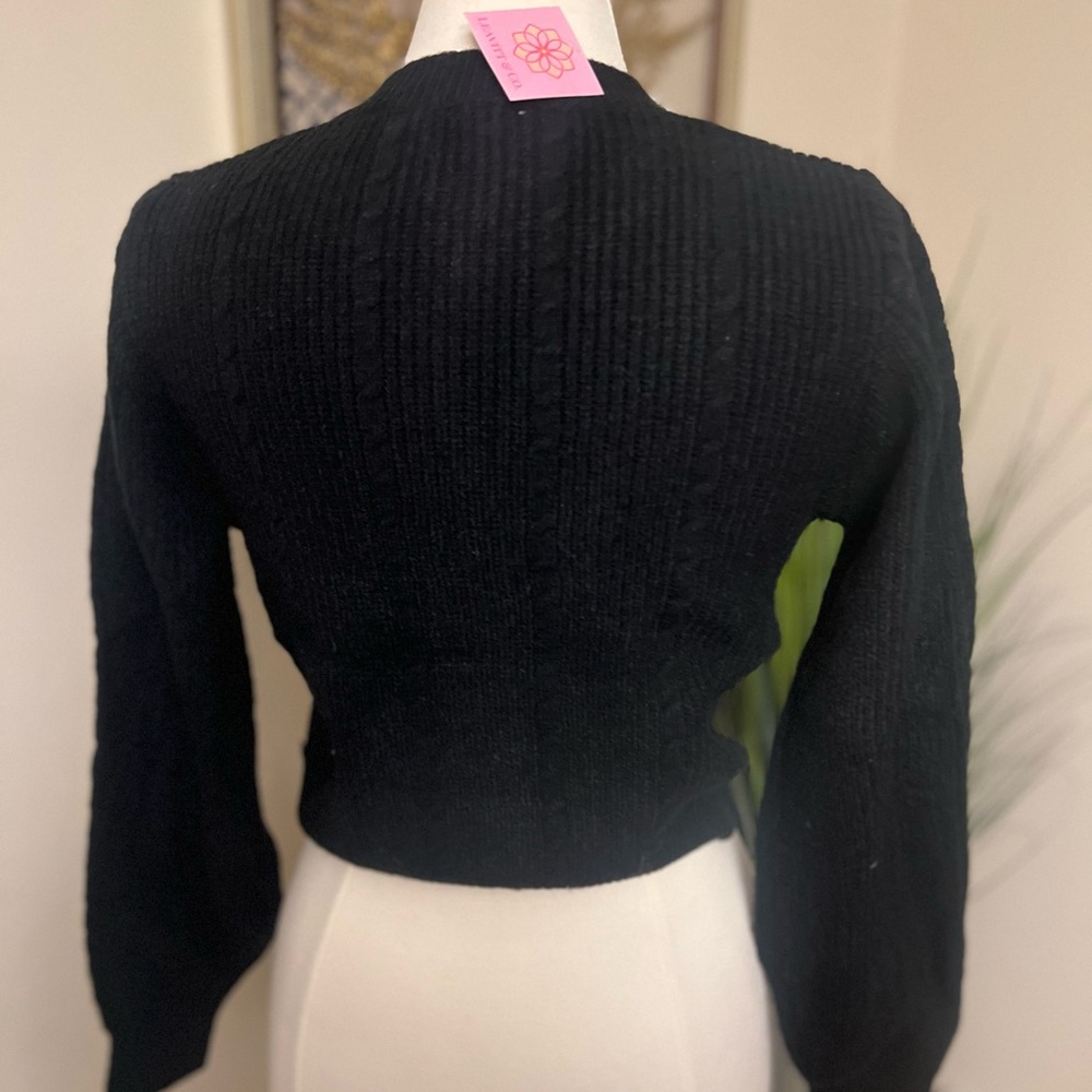 Black Cardigan with Pearl Embellishments - Picture 3 of 4